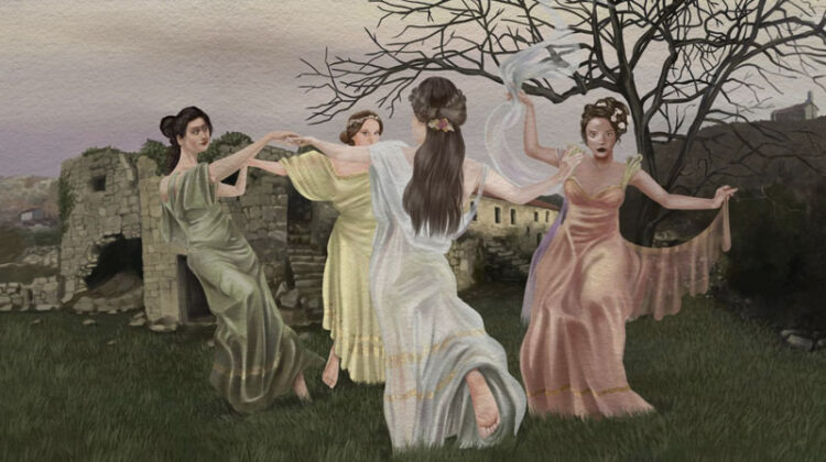 The Forgotten Women of the Nikšić Ruins Paintings, 63" x 39..4" by Romeo Varga