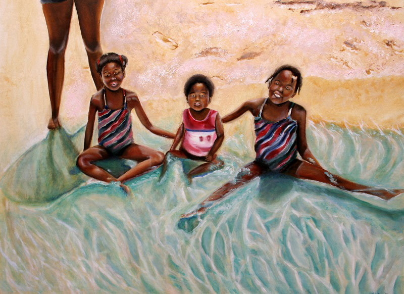 Anitra Frazier, Beaches, oil on canvas, 30" x 40".