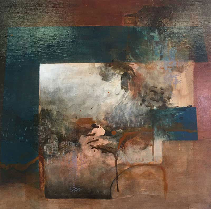 mixed media on wood panel by Debora Levy