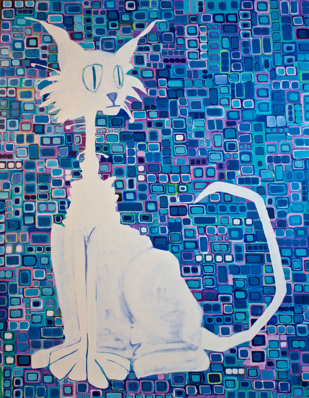 Donna Howard, Scruffy The Cat, acrylic on canvas, 22” x 28”.