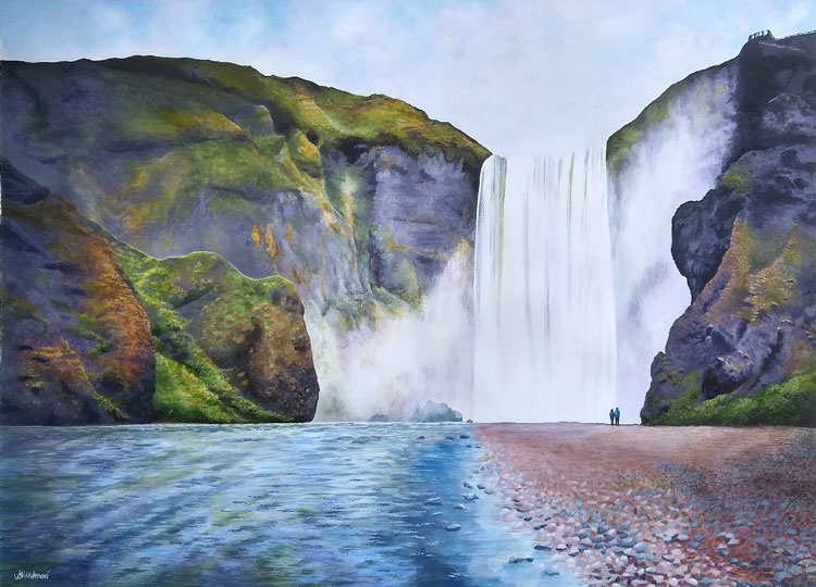 Majesty Waterfall Acrylic on Paper 28" x 20" by Julia Underwood