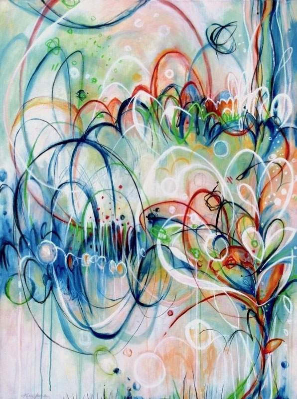 Seeds of Growth, acrylic/mixed media on canvas, 48" x 36" by Karen Johnston