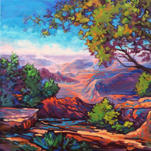 Leanne Fink, Call of the Canyon, oil on linen, 24” x 24”.
