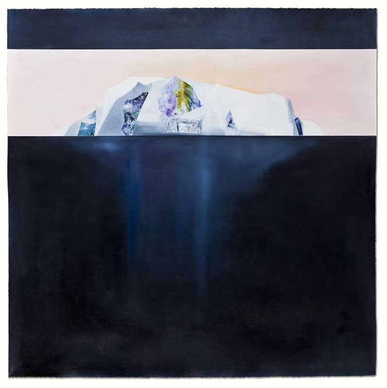 Mary Lou Dauray, Iceberg at Sunset, acrylic painting, 54" x 54".