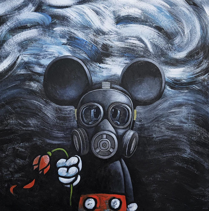 Mickey's Frustration, acrylic on canvas, 31.5" x 31.5"