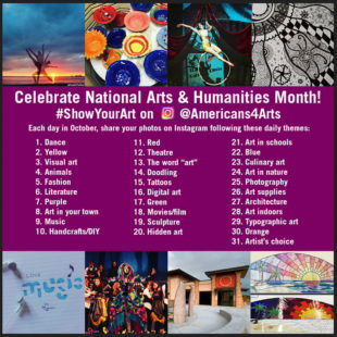 Join Americans For The Artists @Americans4Arts by submitting your photographs on Instagram during the month of October.