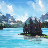 Maligne Lake, Jasper, acrylic 24x36