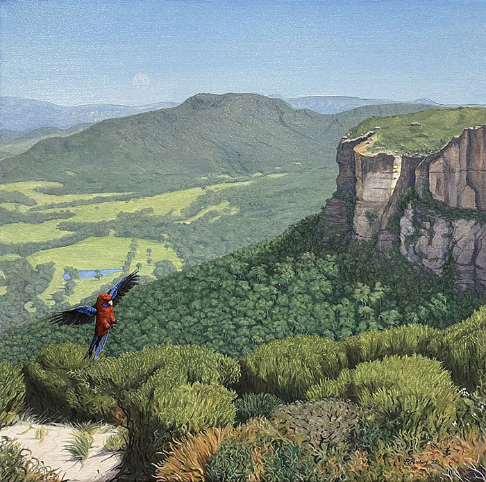 Porters Pass, Blue Mountains, oil on canvas, 51 x 51 cm.