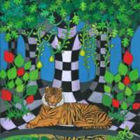 Tranquil Forest Tiger, (Summer) 2022 14" x 11" x 1" by Roopa Dudley