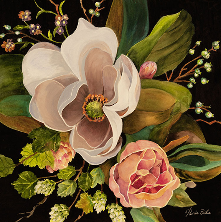 Magnolia Pink Rose, watercolor , 20"x20"
